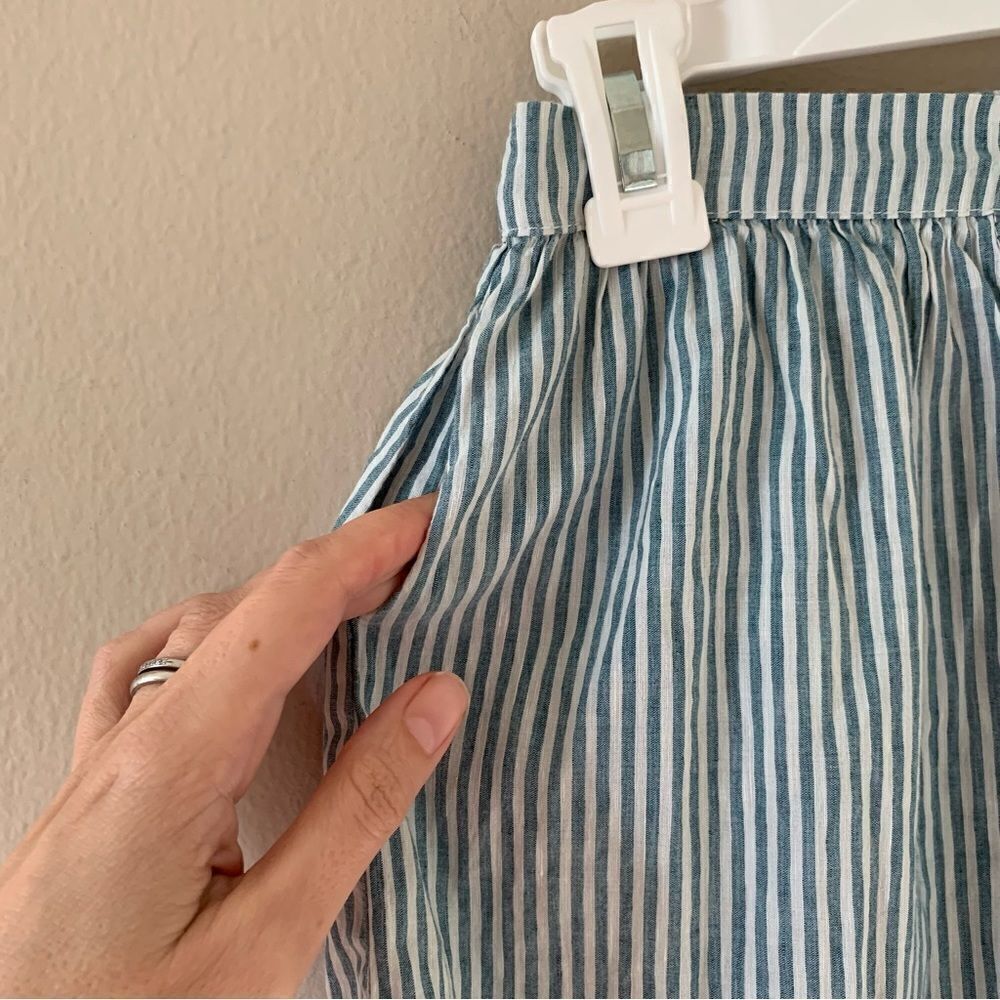 Tocoto Vintage Linen Blend Striped Skirt - Picture 5 of 8